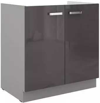 Küchenpreis-Bombe Bianca Spülen-Unterschrank 80cm hochglanz grau
