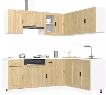 vidaXL K&uuml;chenschrank-Set Porto 11-tlg. Sonoma-Eiche Holzwerkstoff (3314964)