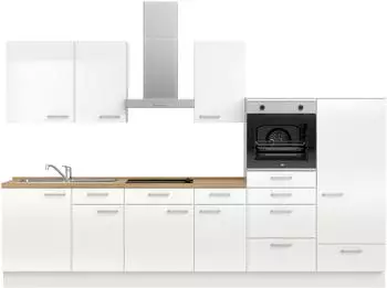 Nobilia Flash I K&uuml;chenzeile 330cm Lacklaminat alpinwei&szlig; Hochglanz
