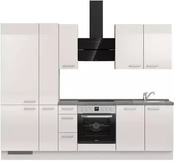 Nobilia Flash II K&uuml;chenzeile 270cm Lacklaminat seidengrau Hochglanz