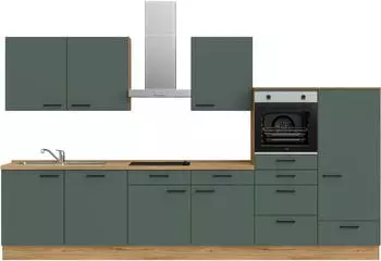 Nobilia Easytouch I K&uuml;chenzeile 360cm Lacklaminat mineralgr&uuml;n ultramat