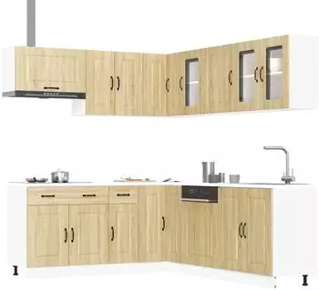 vidaXL Kalmar 11-tlg. K&uuml;chenschrank-Set Sonoma-Eiche Holzwerkstoff (3314914)