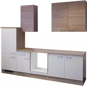 Flex-Well Samoa K&uuml;chenzeile ohne E-Ger&auml;te, wei&szlig;/Sonoma Eiche, 270cm (00009156)