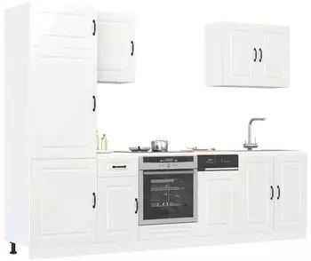 vidaXL Kalmar K&uuml;chenschrank-Set 7-tlg. Hochglanz-Wei&szlig; Holzwerkstoff (3314763)