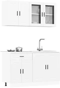 vidaXL Porto K&uuml;chenschrank-Set 4-teilig, wei&szlig;, Holzwerkstoff