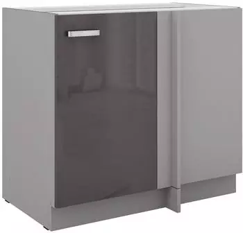 K&uuml;chenpreis-Bombe Bianca Eckunterschrank 105cm grau hochglanz