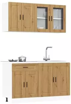 vidaXL Kalmar 4-tlg. K&uuml;chenschrank-Set Artisan-Eiche Holzwerkstoff (3314880)