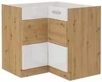 K&uuml;chen Preisbombe - Eckunterschrank 90x90 Cm Eiche Artisan + Weiss Hochglanz