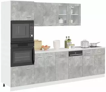 vidaXL Lyon 7-tlg. Badmöbel-Set, betongrau, Holzwerkstoff (3324856)