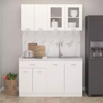 vidaXL Lyon Küchenschrank-Set 4-teilig, Holzwerkstoff, weiß (3067655)