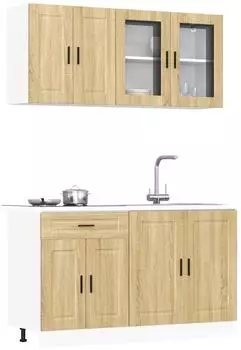 vidaXL Küchenschrank-Set Porto 4-tlg. Sonoma-Eiche Holzwerkstoff (3314874)