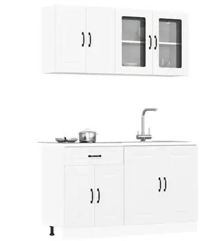 vidaXL Kalmar Küchenschrank-Set 4-tlg., weiß, Holzwerkstoff (3314851)