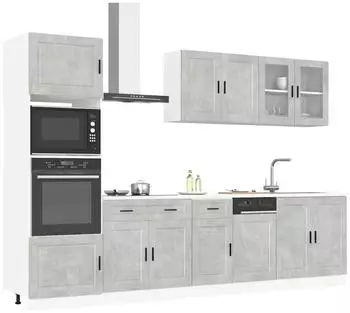 vidaXL Kalmar K&uuml;chenschrank-Set 7-tlg. Betongrau Spanplatte (3314755)