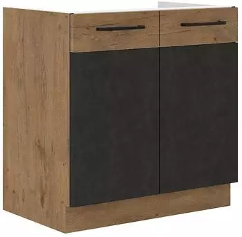 Küchenpreis-Bombe Vigo Spülenschrank 80cm, Eiche Lancelot / Matera Grau