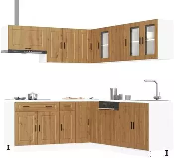 vidaXL K&uuml;chenschrank-Set Porto 11-tlg. Artisan-Eiche Holzwerkstoff (3314940)
