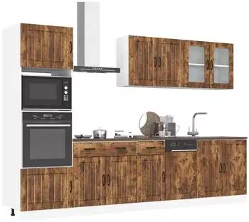 vidaXL K&uuml;chenschrank-Set 7-tlg. R&auml;uchereiche Holzwerkstoff (3314746)