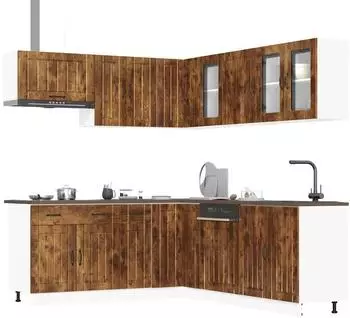 vidaXL Lucca K&uuml;chenschrank-Set 11-tlg. R&auml;uchereiche Holzwerkstoff (3314926)