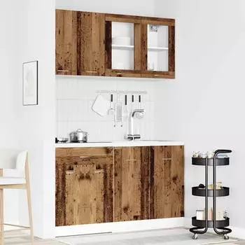 vidaXL Küchenschrank-Set Lyon 4-tlg. Altholz-Optik (3328573)