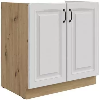 Küchenpreis-Bombe Stilo Spülenunterschrank 80cm, weiß / Eiche Artisan