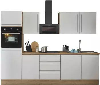 Kochstation Küchenzeile Florida 280 cm weiß matt/artisan eiche (17183325)