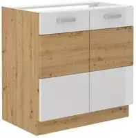 K&uuml;chen Preisbombe - Sp&uuml;lenschrank 80 Cm Eiche Artisan + Wei&szlig; Hochglanz