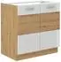 Küchenpreis-Bombe Spülenschrank 80cm Eiche Artisan + Weiß Hochglanz