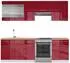 VICCO Fame-Line Küchenzeile 240cm, Bordeaux Hochglanz/Weiß, AP Eiche (42169)