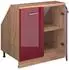 VICCO Rion Dachschrägenschrank 2 Türen, rot hochglanz/Goldkraft Eiche, 80x60cm (60278)