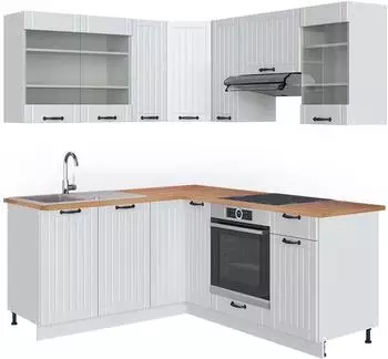 VICCO Fame-Line Eckk&uuml;che L-Form 190x160cm, Wei&szlig; Landhaus/Eiche (42143)