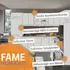 VICCO Fame-Line Eckküche L-Form 190x160cm, Weiß Landhaus/Eiche (42143)