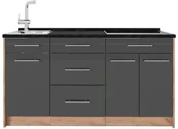 VICCO Fame-Line K&uuml;chenblock anthrazit hochglanz, 150cm (65410)