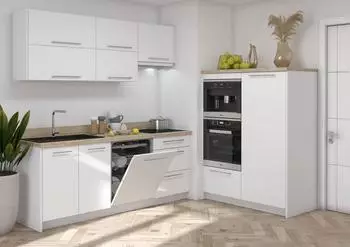 Feldmann-Wohnen BONN Küchenzeile 204cm, weiß, MDF matt, HETTICH Vollauszug