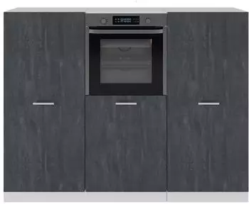 VICCO R-Line K&uuml;chenzeile 180cm, schwarz Beton/wei&szlig;, ohne Arbeitsplatte (47449)