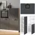 VICCO R-Line Küchenzeile 180cm, schwarz Beton/weiß, ohne Arbeitsplatte (47449)