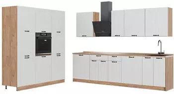 VICCO Fame-Line K&uuml;chenzeile wei&szlig; Landhaus/Goldkraft Eiche, 460cm (63812)