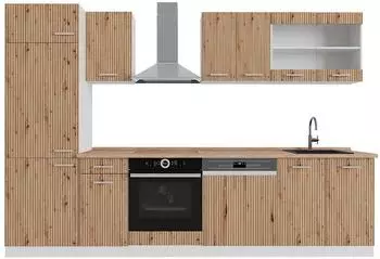 VICCO R-Line K&uuml;chenzeile Artisan Eiche/wei&szlig;, 300cm (48975)