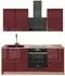VICCO Fame-Line Küchenzeile bordeaux Hochglanz/Goldkraft Eiche, 190cm (64888)