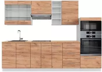VICCO Fame-Line K&uuml;chenzeile 280cm, goldkraft Eiche/wei&szlig; (42366)