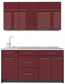 VICCO Fame-Line Singlek&uuml;che bordeaux Hochglanz/Anthrazit 150cm (64765)