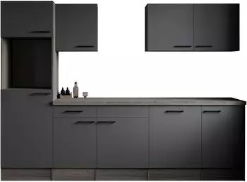 Respekta Oliver K&uuml;chenzeile grau/Eiche York, 280cm, ohne Ger&auml;te