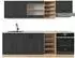 VICCO R-Line Küchenzeile anthrazit Landhaus/Goldkraft Eiche 240cm, Arbeitsplatte Marmor (54063)