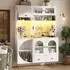 Stilvora Highboard weiß mit LED-Beleuchtung, Steckdosen & Lochwand, 120x176x40cm