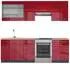 VICCO Fame-Line Küchenzeile 240cm Bordeaux Hochglanz/Anthrazit, AP Eiche (49815)