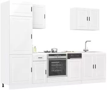 vidaXL Porto 7-tlg. K&uuml;chenschrank-Set hochglanz-wei&szlig; Holzwerkstoff (3314783)