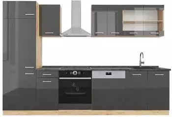 VICCO R-Line K&uuml;chenzeile 300cm anthrazit Hochglanz (42966)