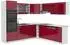 VICCO R-Line Eckküche weiß/bordeaux hochglanz 247x237cm