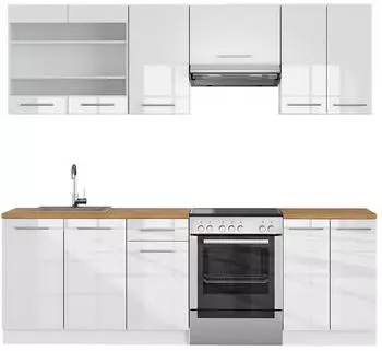 VICCO Fame-Line K&uuml;chenzeile wei&szlig; Hochglanz 240cm (34461)