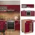 VICCO R-Line Küchenzeile 200cm Front bordeaux Hochglanz