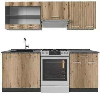 VICCO R-Line K&uuml;chenzeile Artisan Eiche/Anthrazit 200cm (48955)