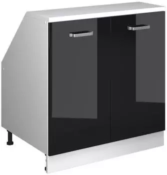 VICCO Rion Dachschrägenschrank 2 Türen, schwarz Hochglanz/weiß, 80x81,6cm (60280)